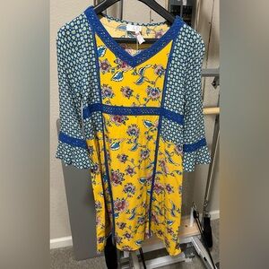 Matilda Jane tween Floral Yellow and Blue Dress size 16 NWT
